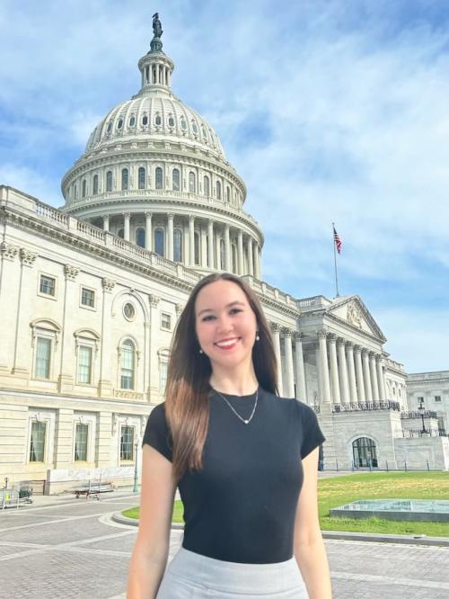 Sophia Thomason in front of Capitol Building